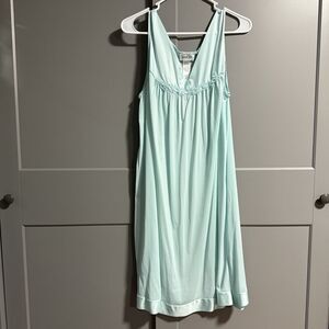 Vanity Fair Women V-Neck Sleeveless Chiffon Chemise Midi Nightgown Blue Large